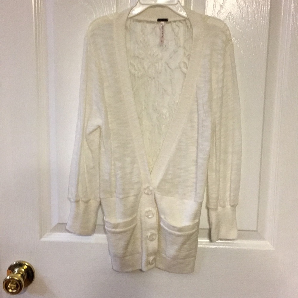 Cream colored lace cardigan